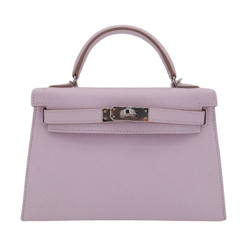 Premium Hermès Replica - Kelly II Sellier Mini Mauve Pale Epsom Palladium HW